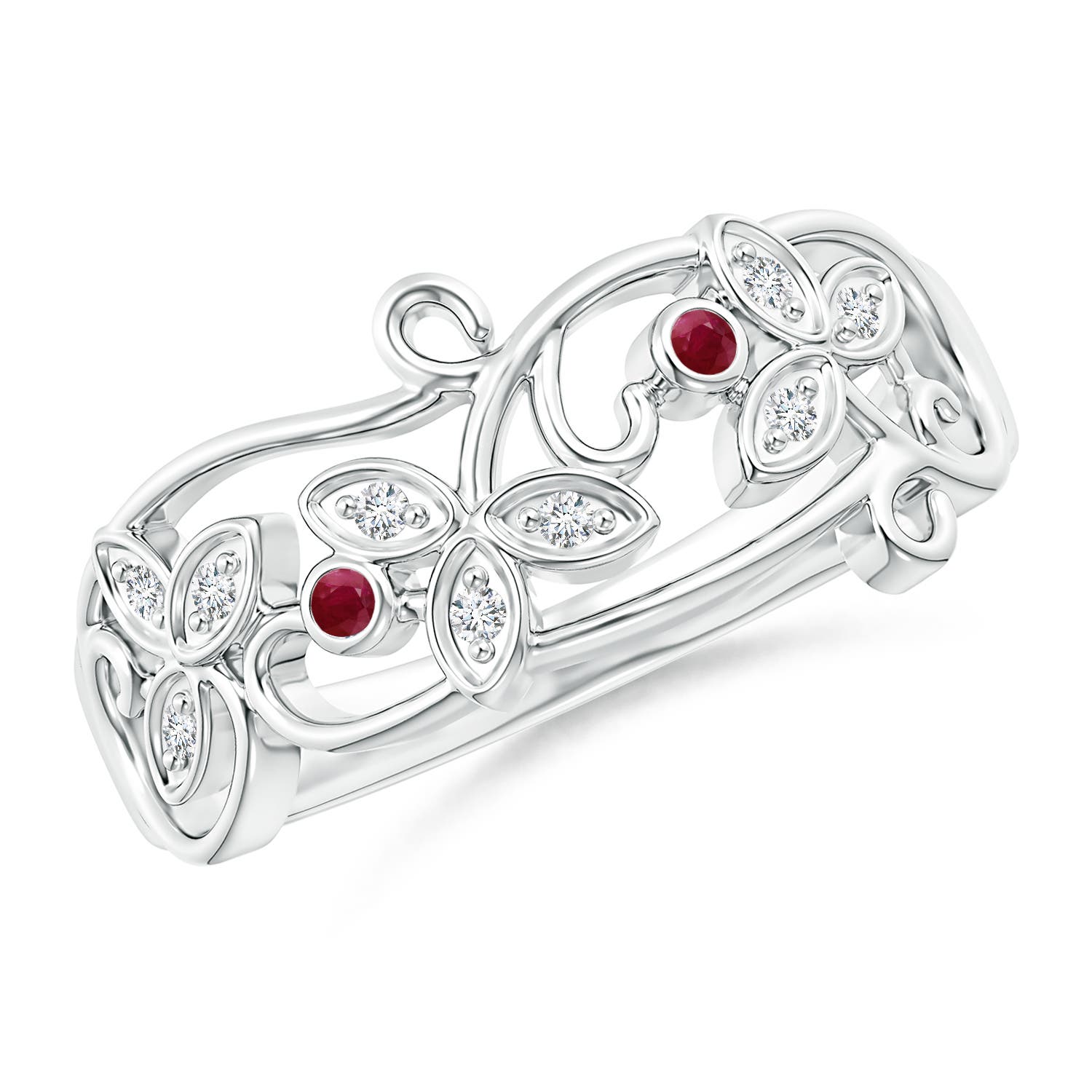 A - Ruby / 0.11 CT / 14 KT White Gold