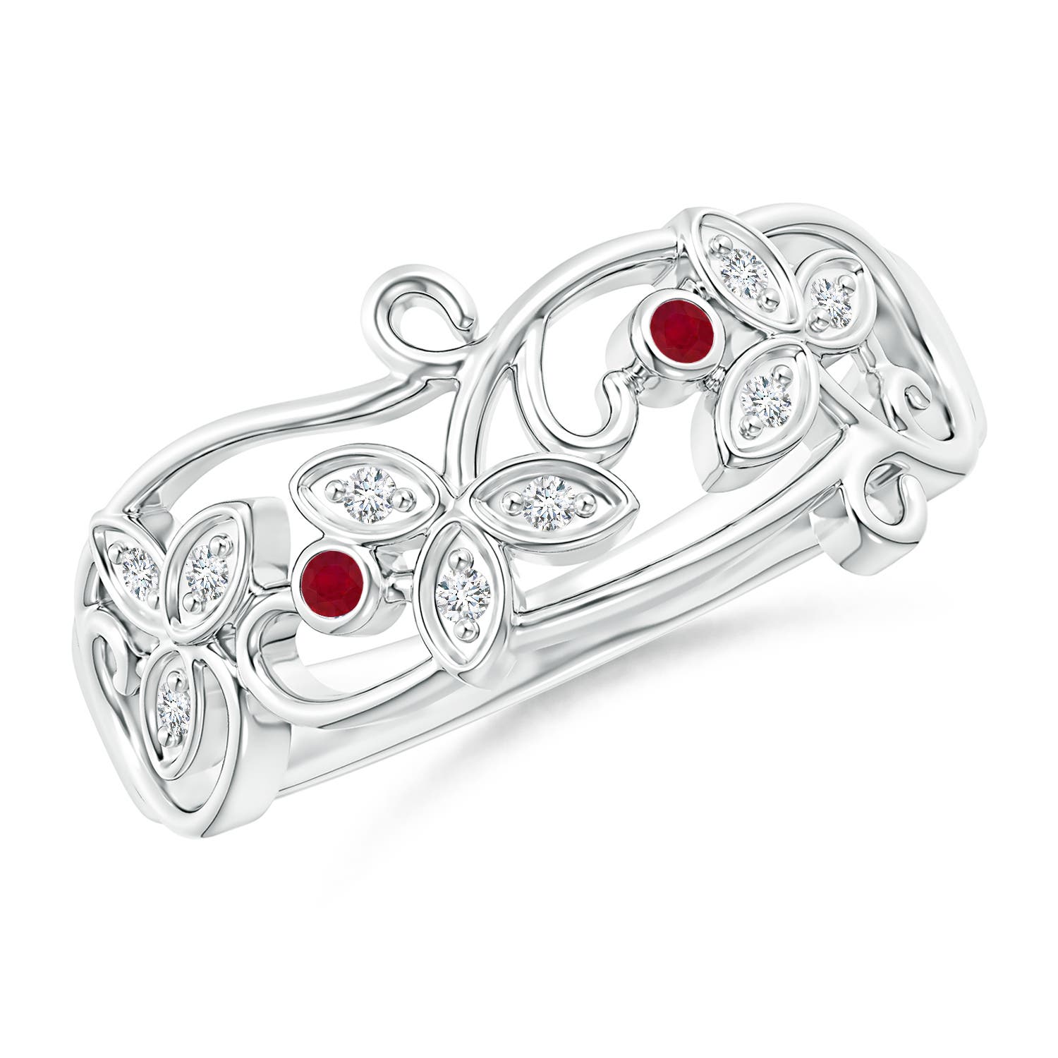 AA - Ruby / 0.11 CT / 14 KT White Gold