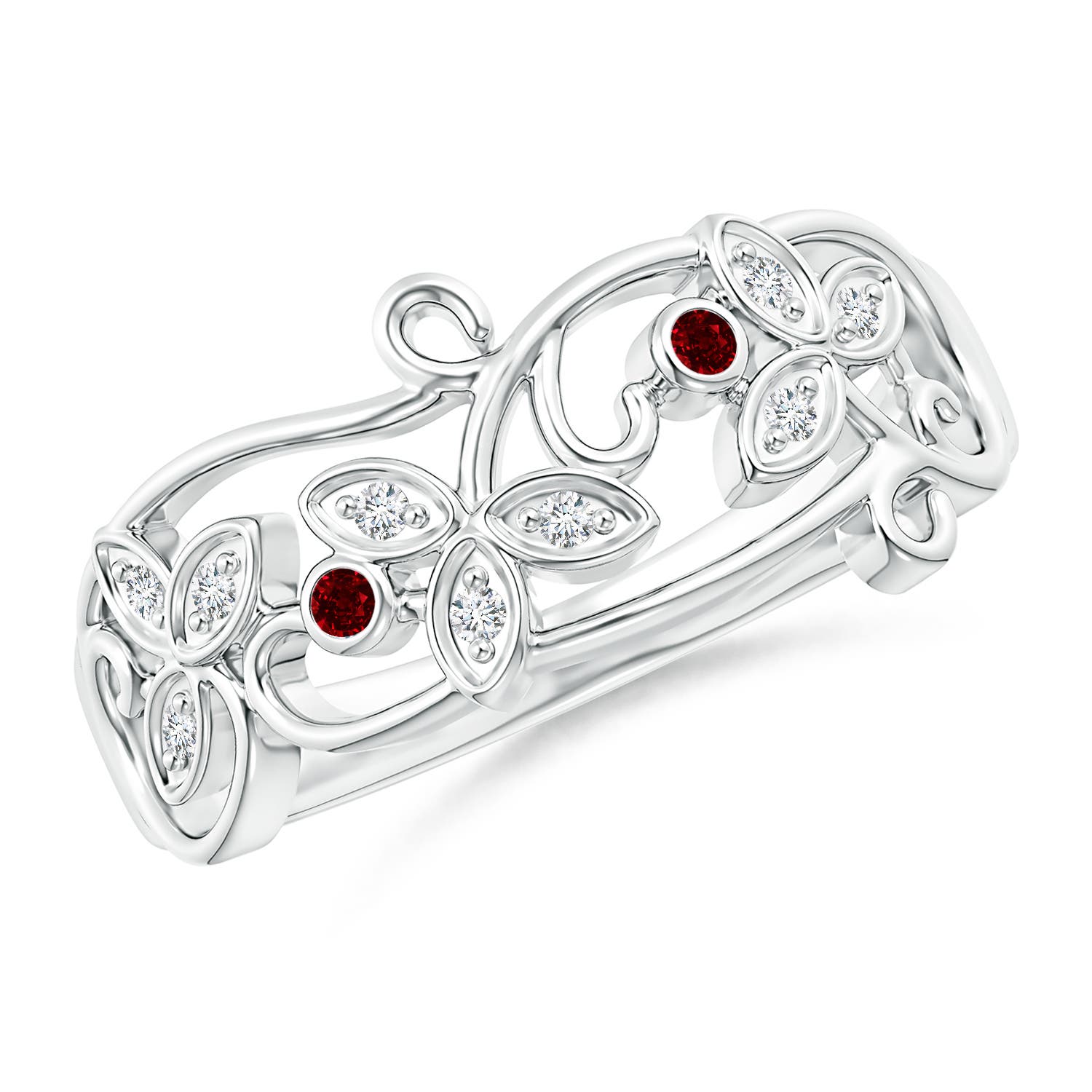 AAAA - Ruby / 0.11 CT / 14 KT White Gold