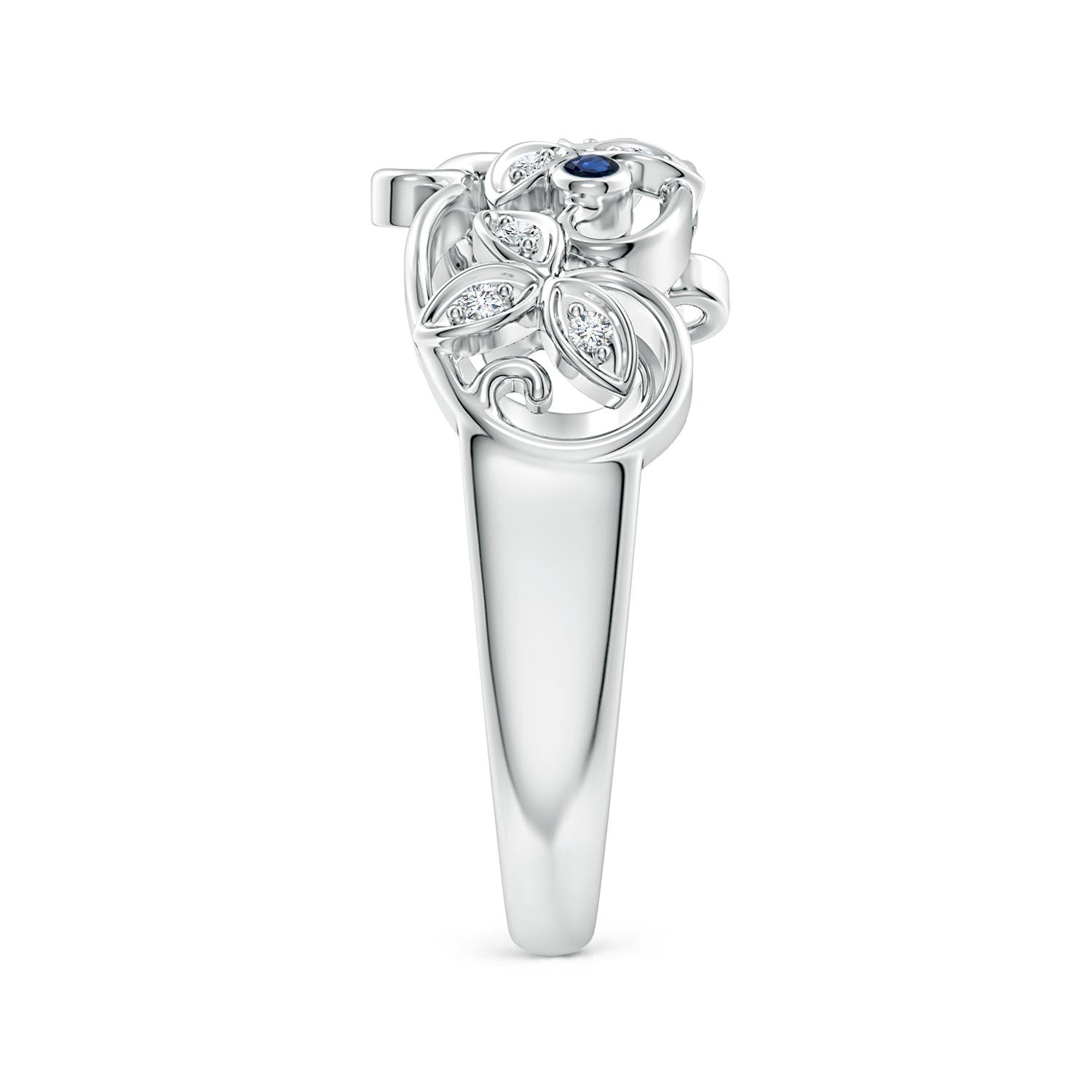 AA - Blue Sapphire / 0.09 CT / 14 KT White Gold