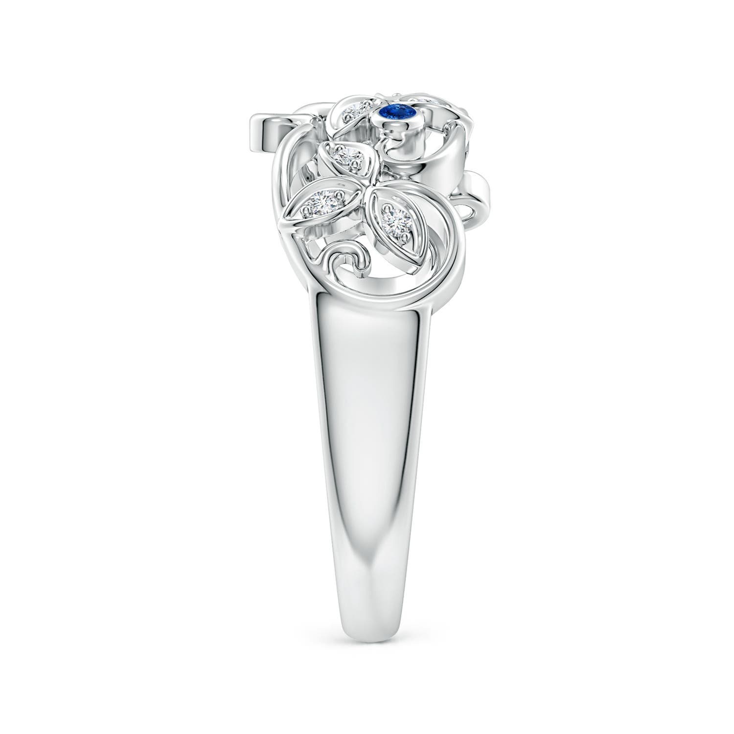 AAA - Blue Sapphire / 0.09 CT / 14 KT White Gold