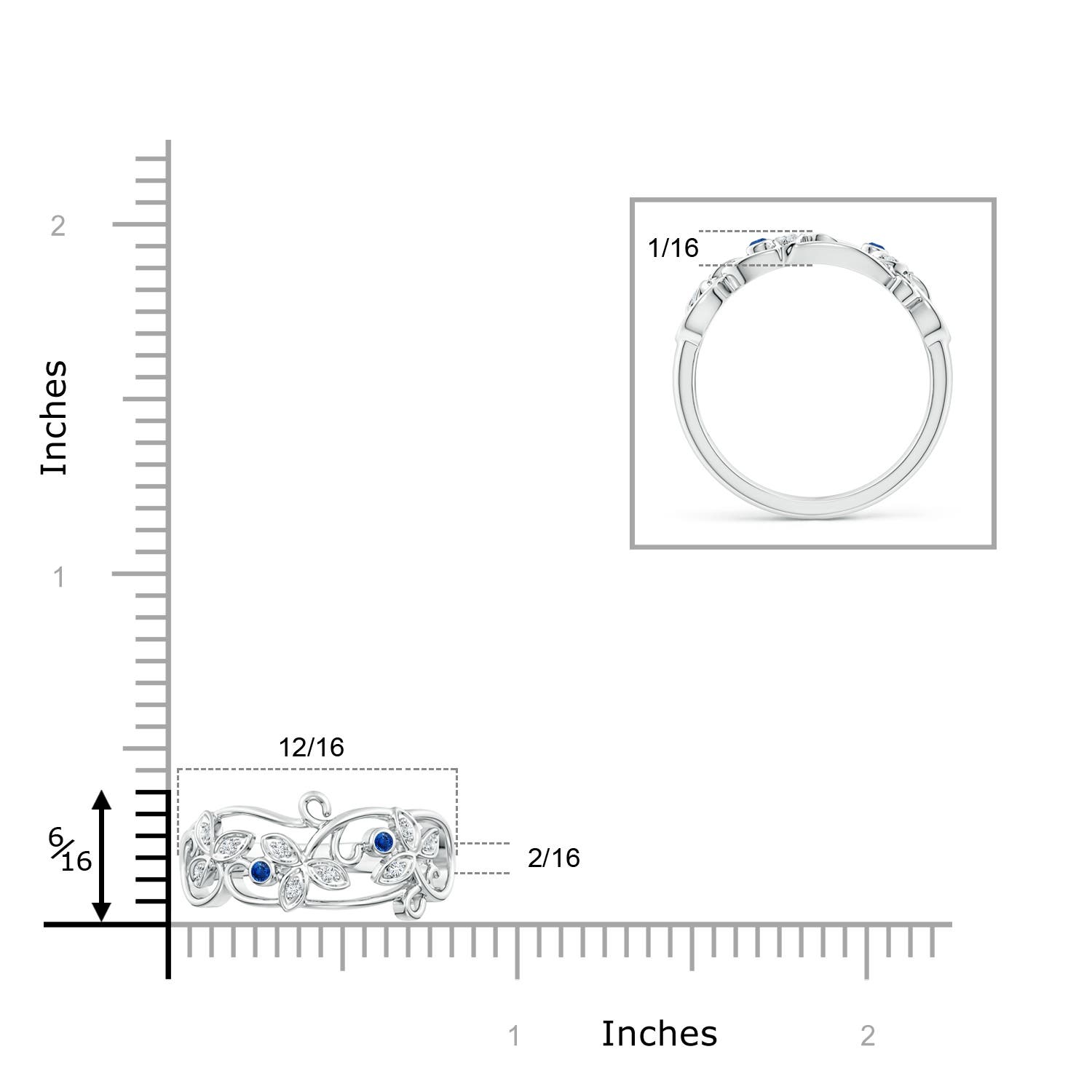 AAA - Blue Sapphire / 0.09 CT / 14 KT White Gold