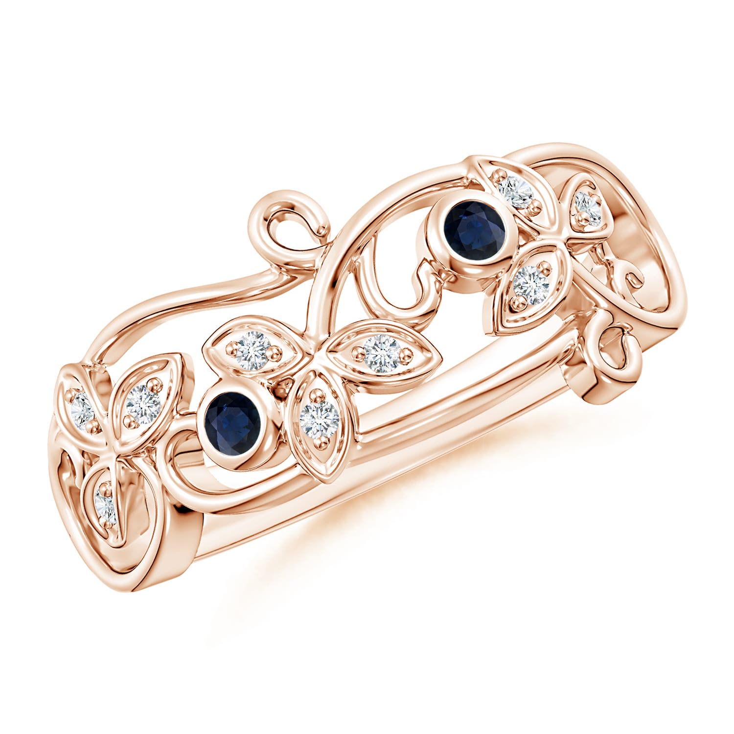 A - Blue Sapphire / 0.15 CT / 14 KT Rose Gold