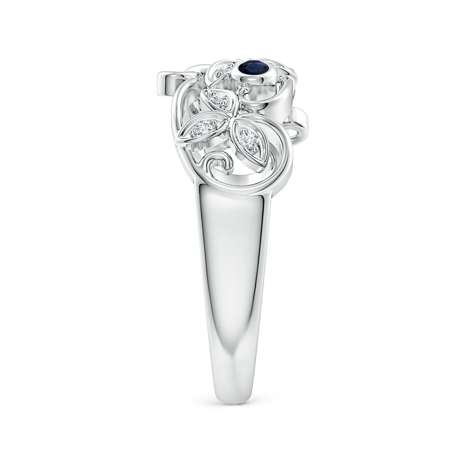 A - Blue Sapphire / 0.15 CT / 14 KT White Gold