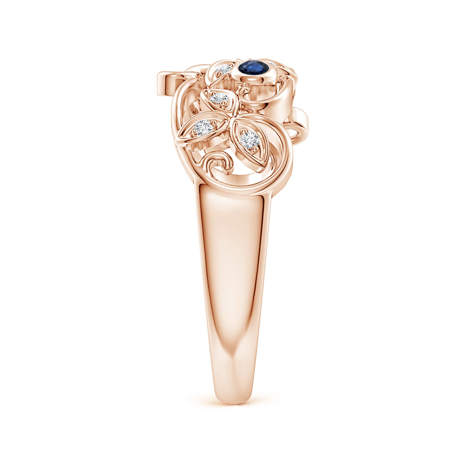 AA - Blue Sapphire / 0.15 CT / 14 KT Rose Gold