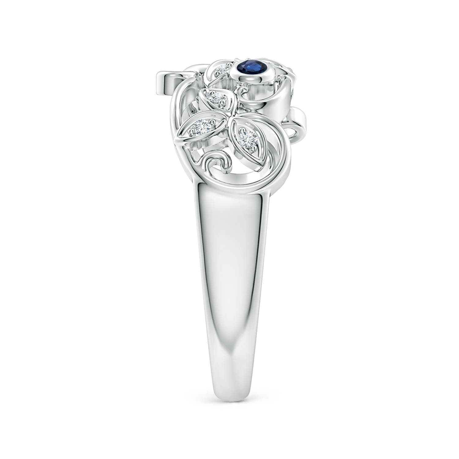 AA - Blue Sapphire / 0.15 CT / 14 KT White Gold