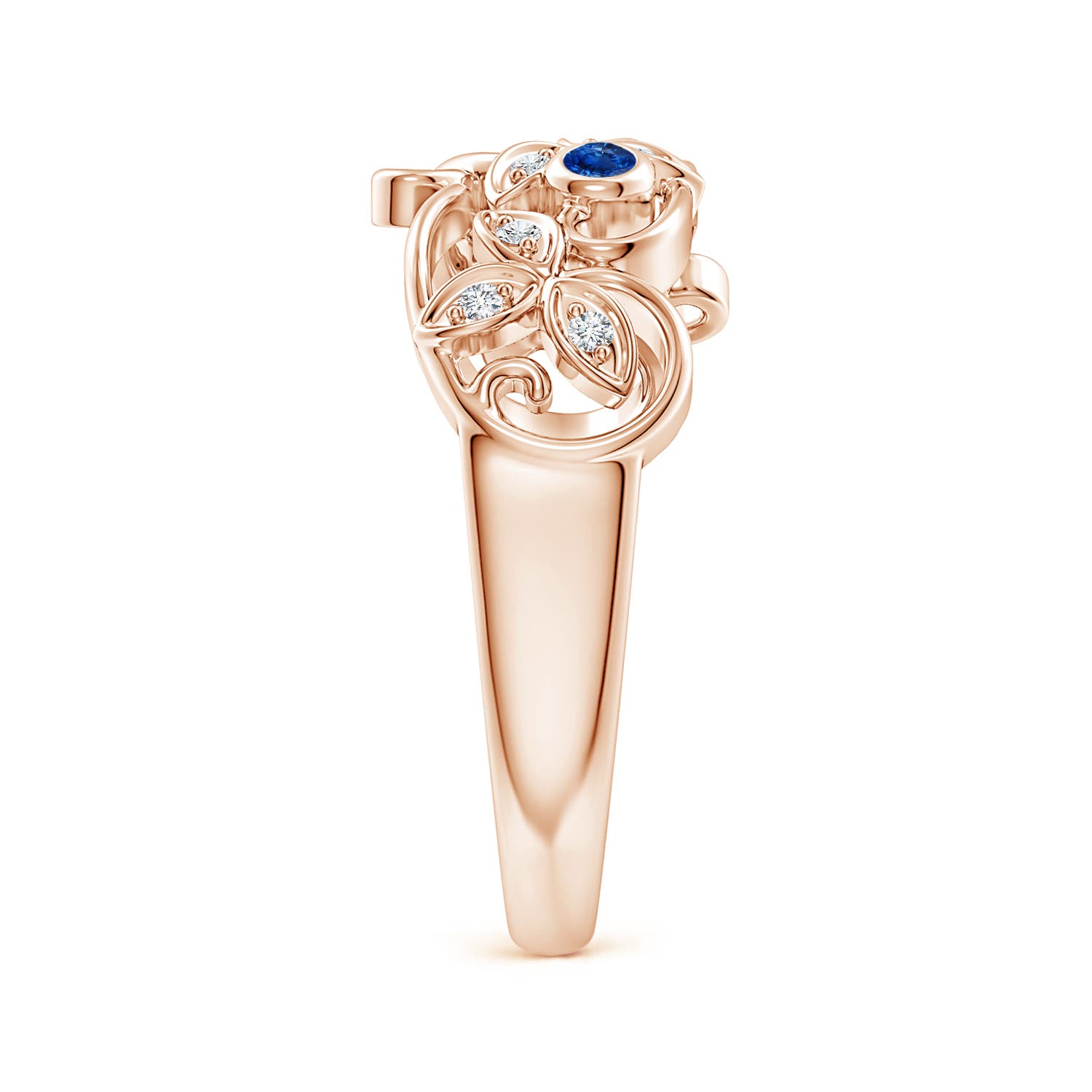 AAA - Blue Sapphire / 0.15 CT / 14 KT Rose Gold