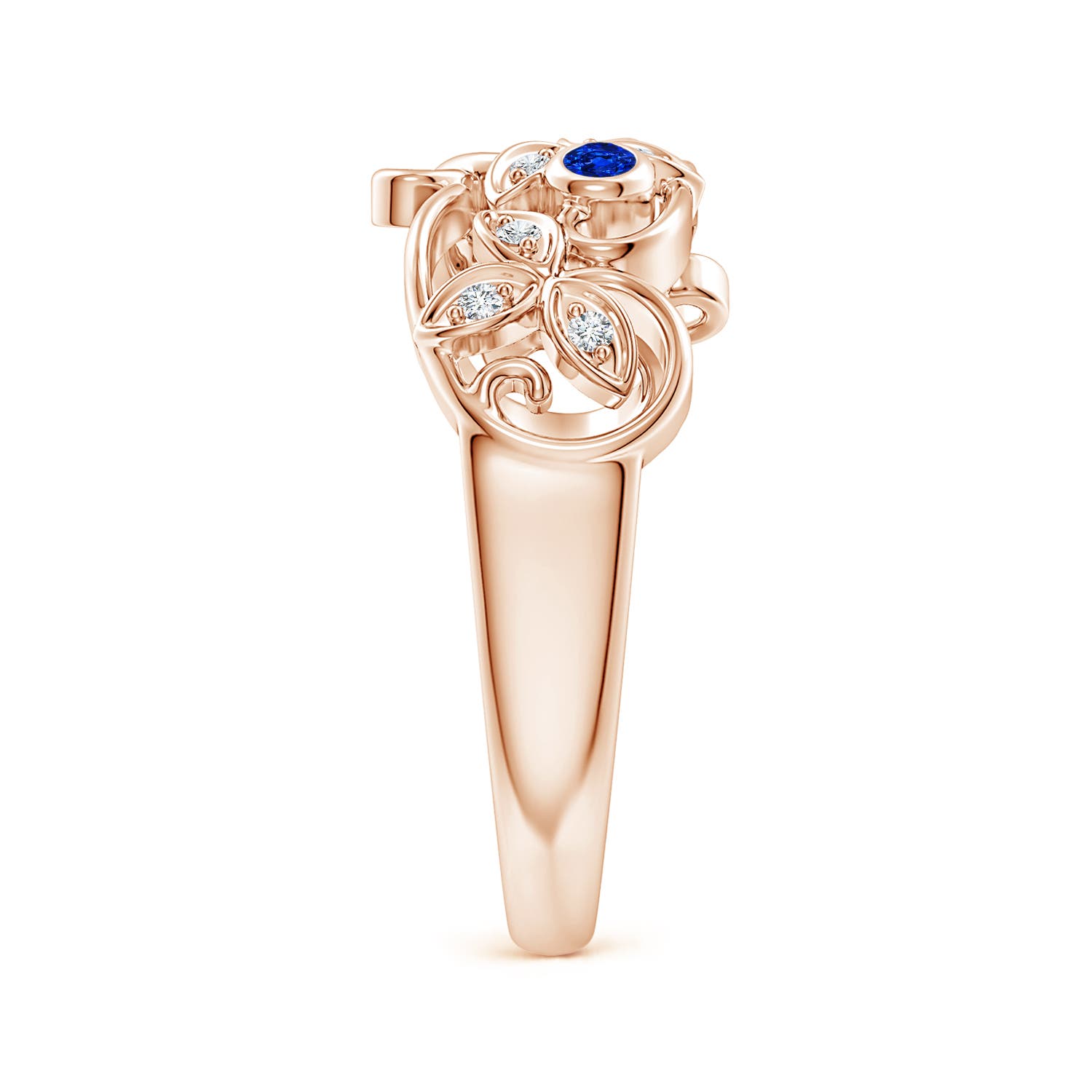 AAAA - Blue Sapphire / 0.15 CT / 14 KT Rose Gold