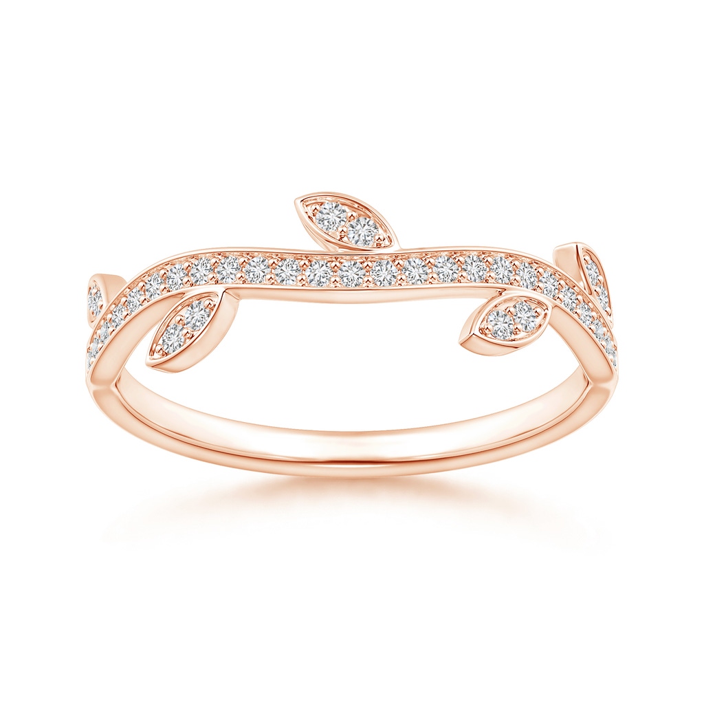 1.1mm HSI2 Diamond Vine and Leaf Curved Wedding Band in Rose Gold