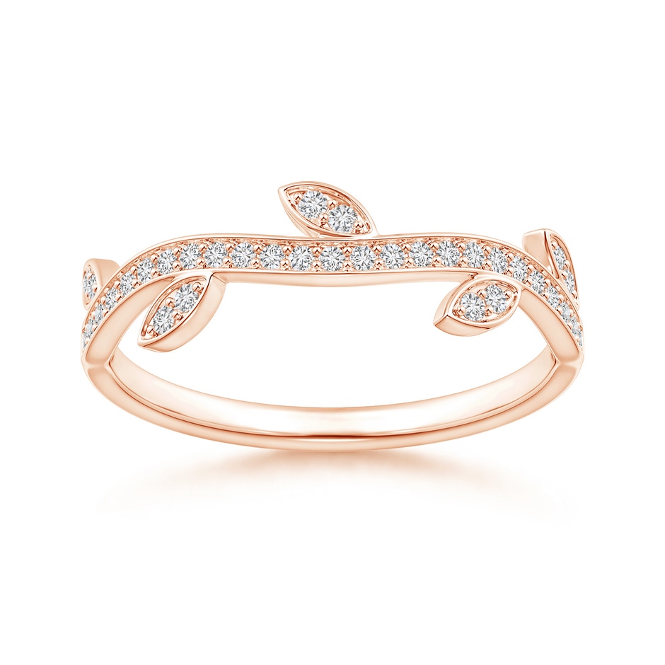 1.1mm HSI2 Diamond Vine and Leaf Curved Wedding Band in Rose Gold 