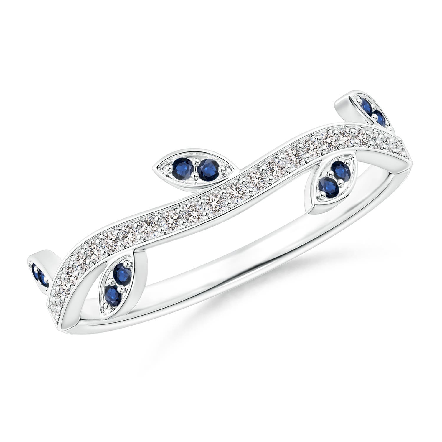 AA - Blue Sapphire / 0.19 CT / 14 KT White Gold