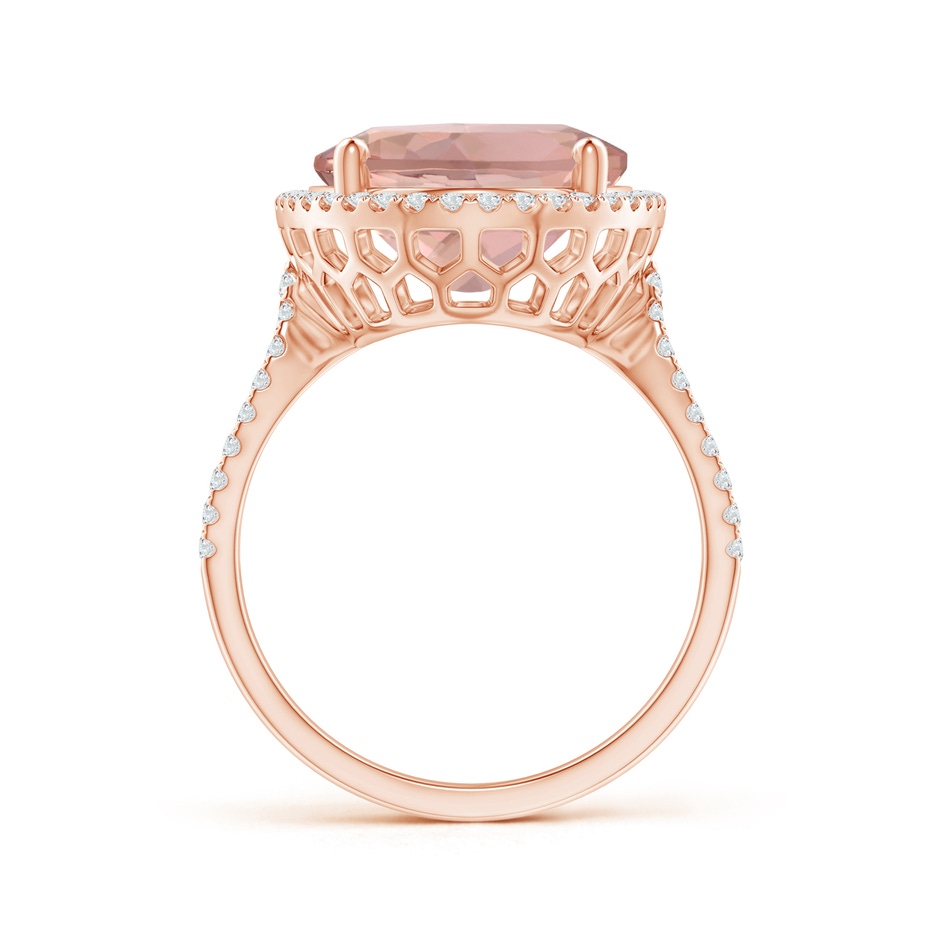 16x12mm AAAA Oval Morganite Cocktail Ring with Diamond Halo in 18K Rose Gold product image