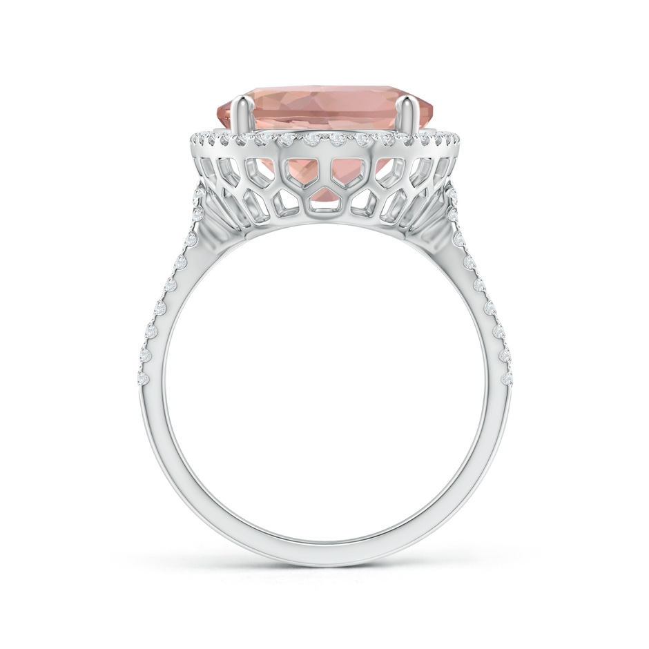16x12mm AAAA Oval Morganite Cocktail Ring with Diamond Halo in 18K White Gold product image