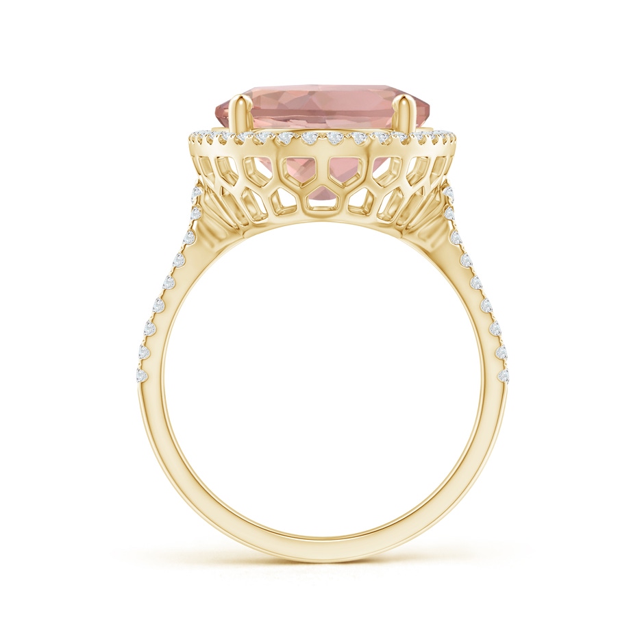 16x12mm AAAA Oval Morganite Cocktail Ring with Diamond Halo in 18K Yellow Gold product image