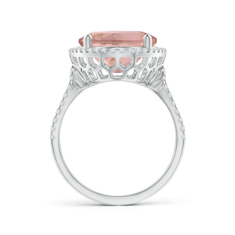 16x12mm AAAA Oval Morganite Cocktail Ring with Diamond Halo in White Gold product image