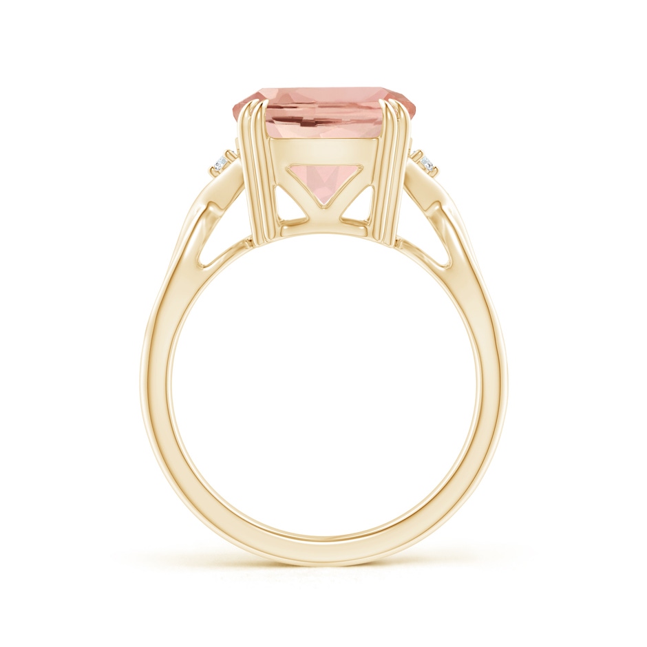 14x10mm AAAA Cushion Morganite Crossover Ring with Diamond Accents in Yellow Gold product image