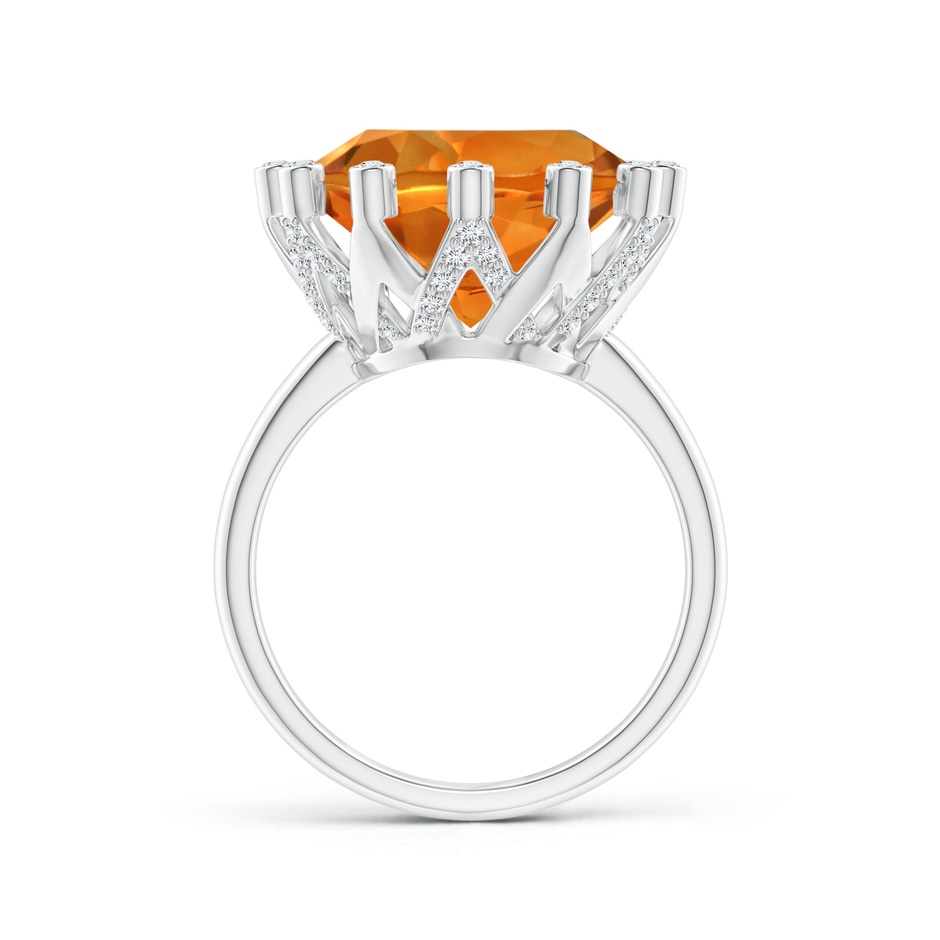 14mm AAAA Round Citrine Ring with Bezel Set Diamond Accents in White Gold product image