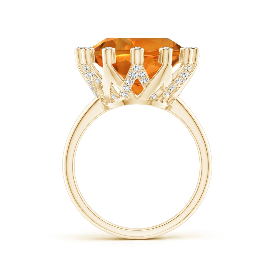 14mm AAAA Round Citrine Ring with Bezel Set Diamond Accents in Yellow Gold product image
