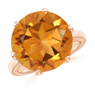 14mm AAAA Six Prong-Set Round Citrine Cocktail Ring in 18K Rose Gold