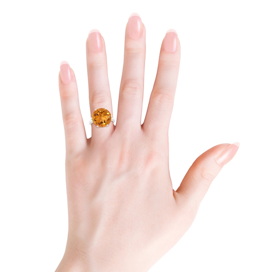 14mm AAAA Six Prong-Set Round Citrine Cocktail Ring in P950 Platinum product image