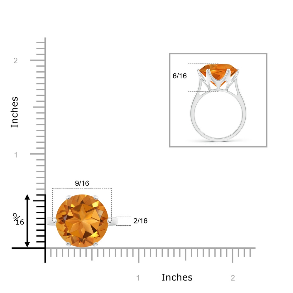 14mm AAAA Six Prong-Set Round Citrine Cocktail Ring in P950 Platinum product image
