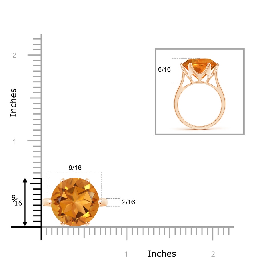 14mm AAAA Six Prong-Set Round Citrine Cocktail Ring in Rose Gold product image