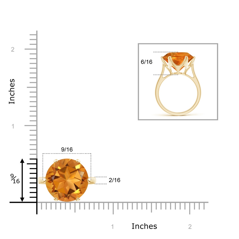 14mm AAAA Six Prong-Set Round Citrine Cocktail Ring in Yellow Gold product image