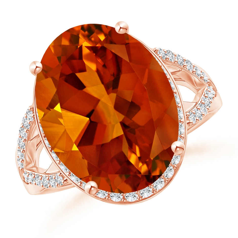 16.06x12.11x8.25mm AAAA GIA Certified Citrine Split Shank Ring with Diamond Accents in 18K Rose Gold side-1