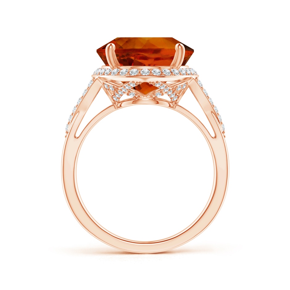 16.06x12.11x8.25mm AAAA GIA Certified Citrine Split Shank Ring with Diamond Accents in 18K Rose Gold side-2