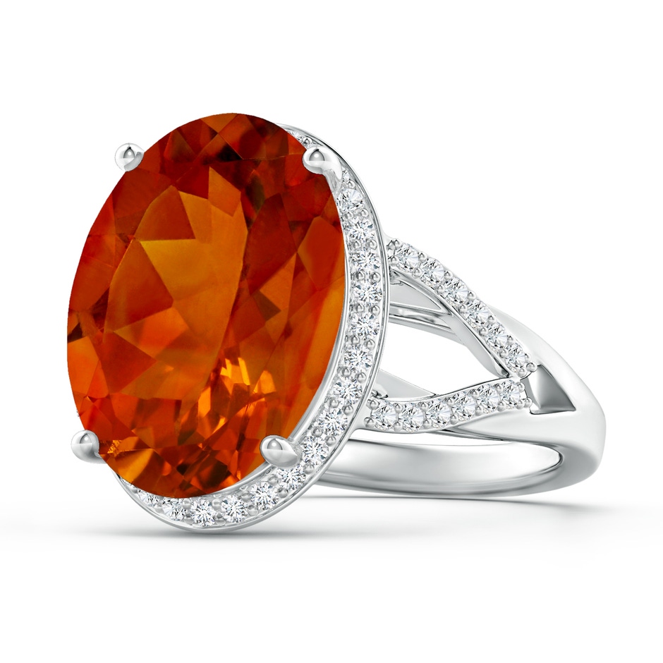 16.06x12.11x8.25mm AAAA GIA Certified Citrine Split Shank Ring with Diamond Accents in P950 Platinum 