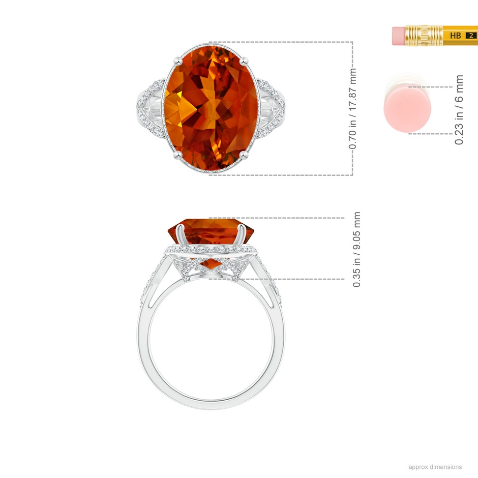 16.06x12.11x8.25mm AAAA GIA Certified Citrine Split Shank Ring with Diamond Accents in P950 Platinum rulerm
