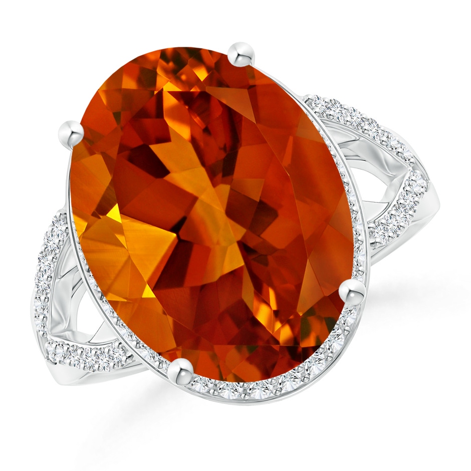 16.06x12.11x8.25mm AAAA GIA Certified Citrine Split Shank Ring with Diamond Accents in White Gold side-1