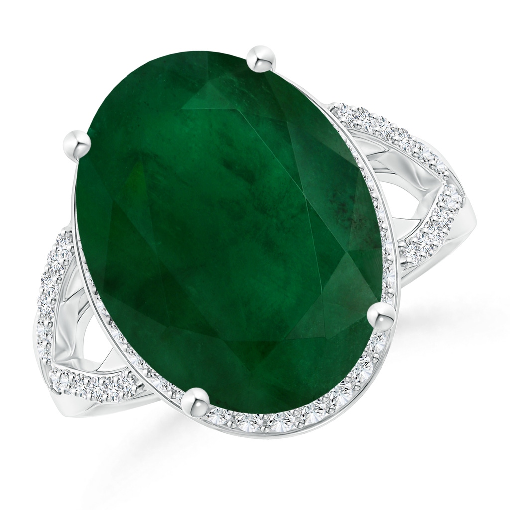 15.67x12.43x7.82mm AA GIA Certified Emerald Split Shank Ring with Diamond Accents in 18K White Gold - side 199