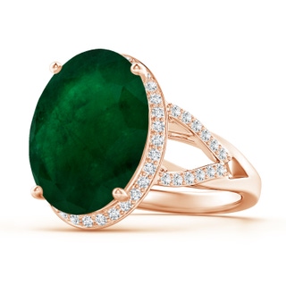 15.67x12.43x7.82mm AA GIA Certified Emerald Split Shank Ring with Diamond Accents in Rose Gold
