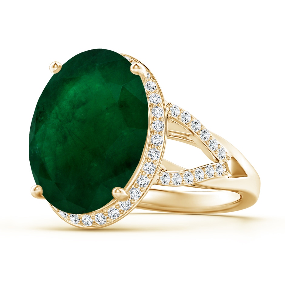 15.67x12.43x7.82mm AA GIA Certified Emerald Split Shank Ring with Diamond Accents in Yellow Gold 