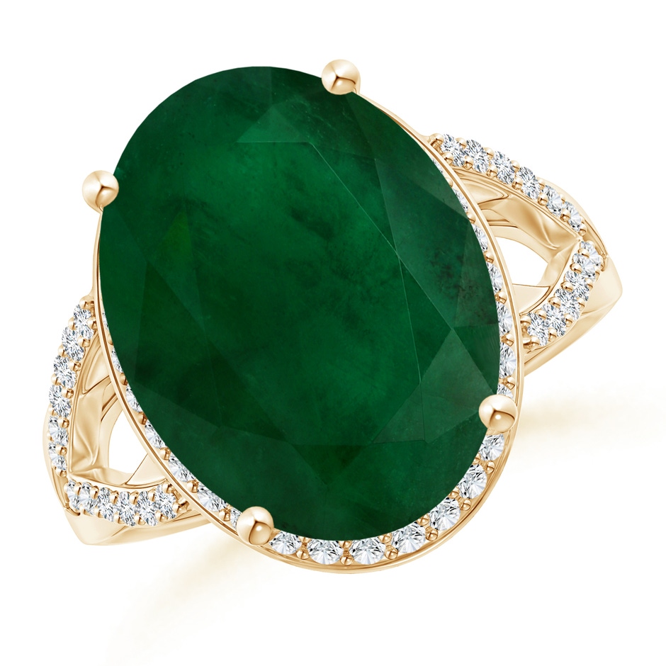 15.67x12.43x7.82mm AA GIA Certified Emerald Split Shank Ring with Diamond Accents in Yellow Gold side 199