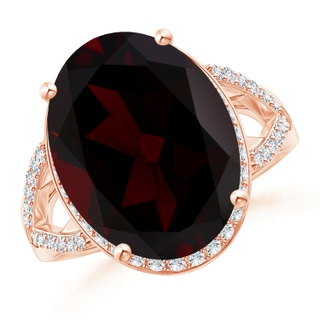 16.05x12.07x7.64mm AAAA GIA Certified Garnet Split Shank Ring with Diamond Accents in 10K Rose Gold