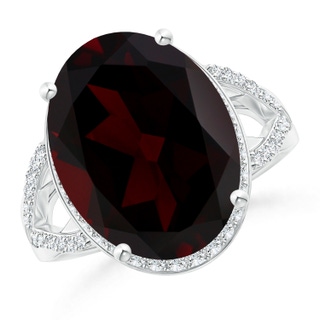 16.05x12.07x7.64mm AAAA GIA Certified Garnet Split Shank Ring with Diamond Accents in White Gold