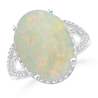 16.15x12.00x4.00mm AAA GIA Certified Opal Split Shank Ring with Diamond Accents in White Gold