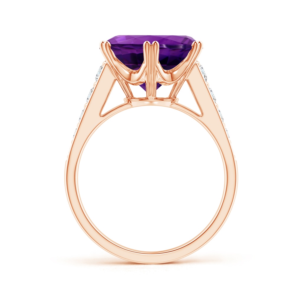 14.79-14.98x8.92mm A GIA Certified Round Amethyst Cocktail Ring with Diamonds in 10K Rose Gold - side 199