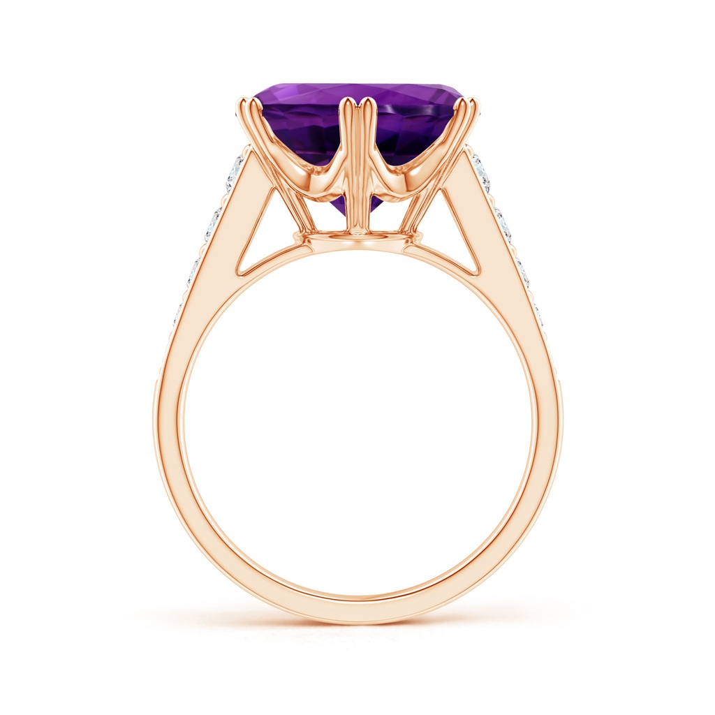 14.79-14.98x8.92mm A GIA Certified Round Amethyst Cocktail Ring with Diamonds in Rose Gold Side 199