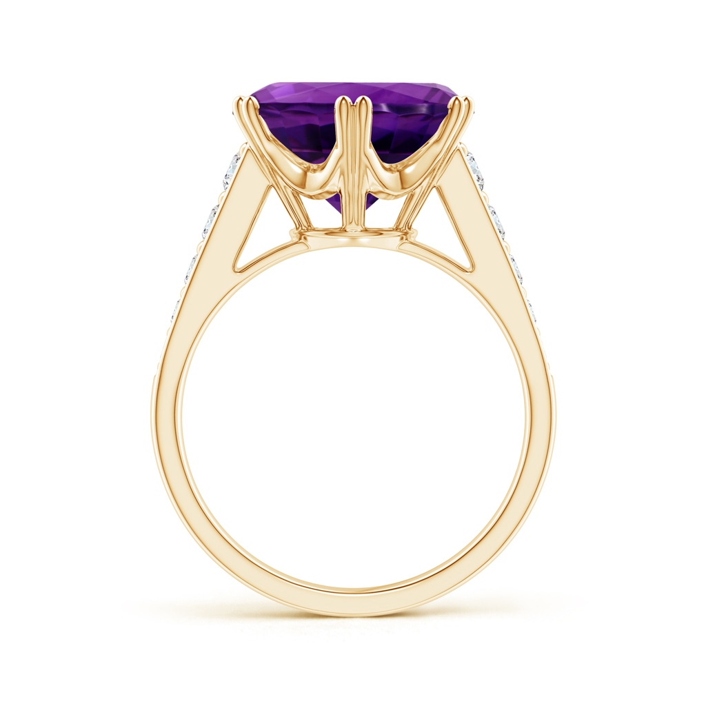 14.79-14.98x8.92mm A GIA Certified Round Amethyst Cocktail Ring with Diamonds in Yellow Gold - side 199
