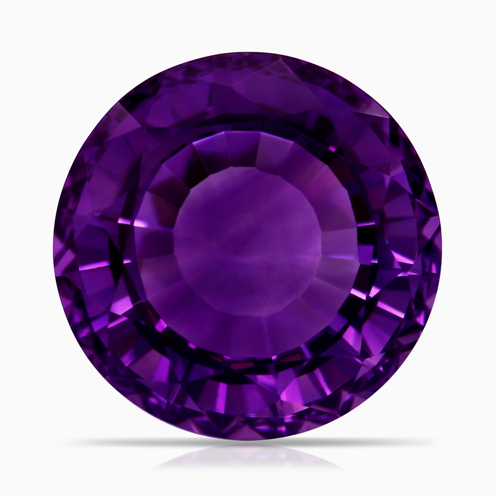 15x15mm A GIA Certified Round Amethyst Cocktail Ring with Diamonds in 18K White Gold Stone