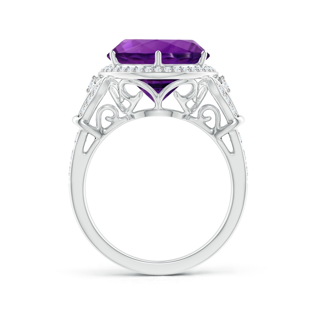 14.79-14.98x8.92mm A GIA Certified Vintage Style Round Amethyst Cocktail Ring in 18K White Gold - side 199