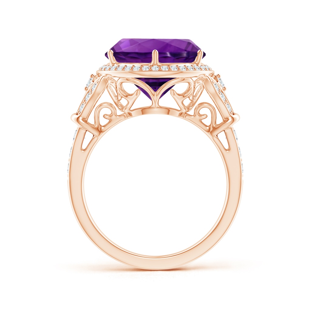 14.79-14.98x8.92mm A GIA Certified Vintage Style Round Amethyst Cocktail Ring in Rose Gold - side 199