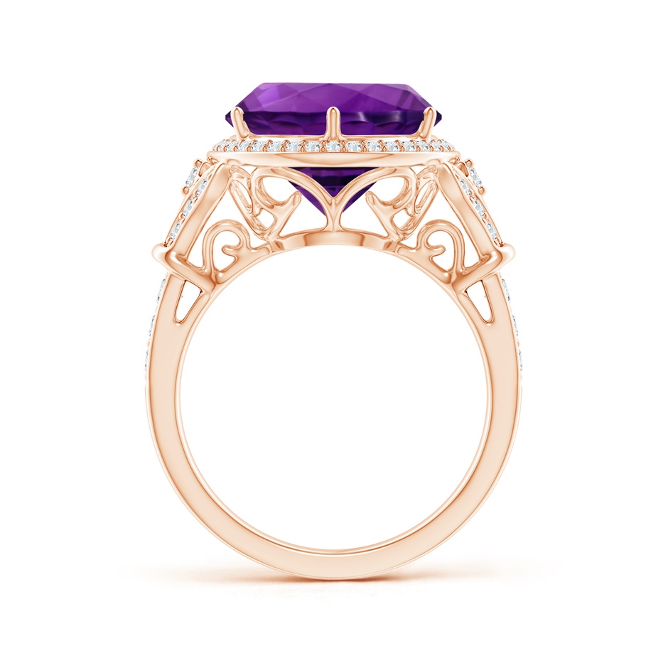 14.79-14.98x8.92mm A GIA Certified Vintage Style Round Amethyst Cocktail Ring in Rose Gold Side 199