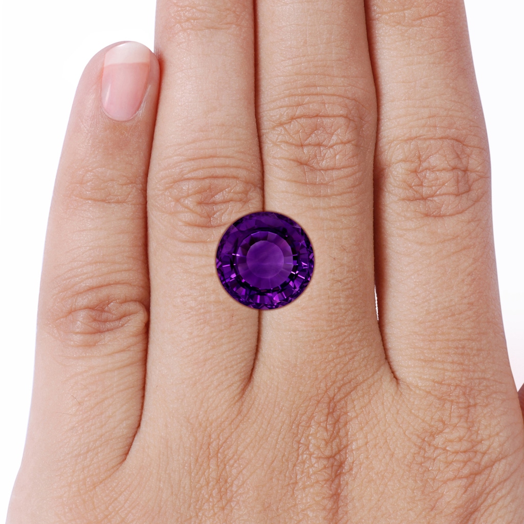 15x15mm A GIA Certified Vintage Style Round Amethyst Cocktail Ring in 18K White Gold Stone-Body