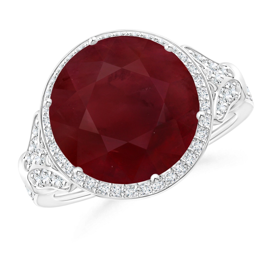 12.01x11.98x5.66mm AA GIA Certified Vintage Style Round Ruby Cocktail Ring in 18K White Gold 