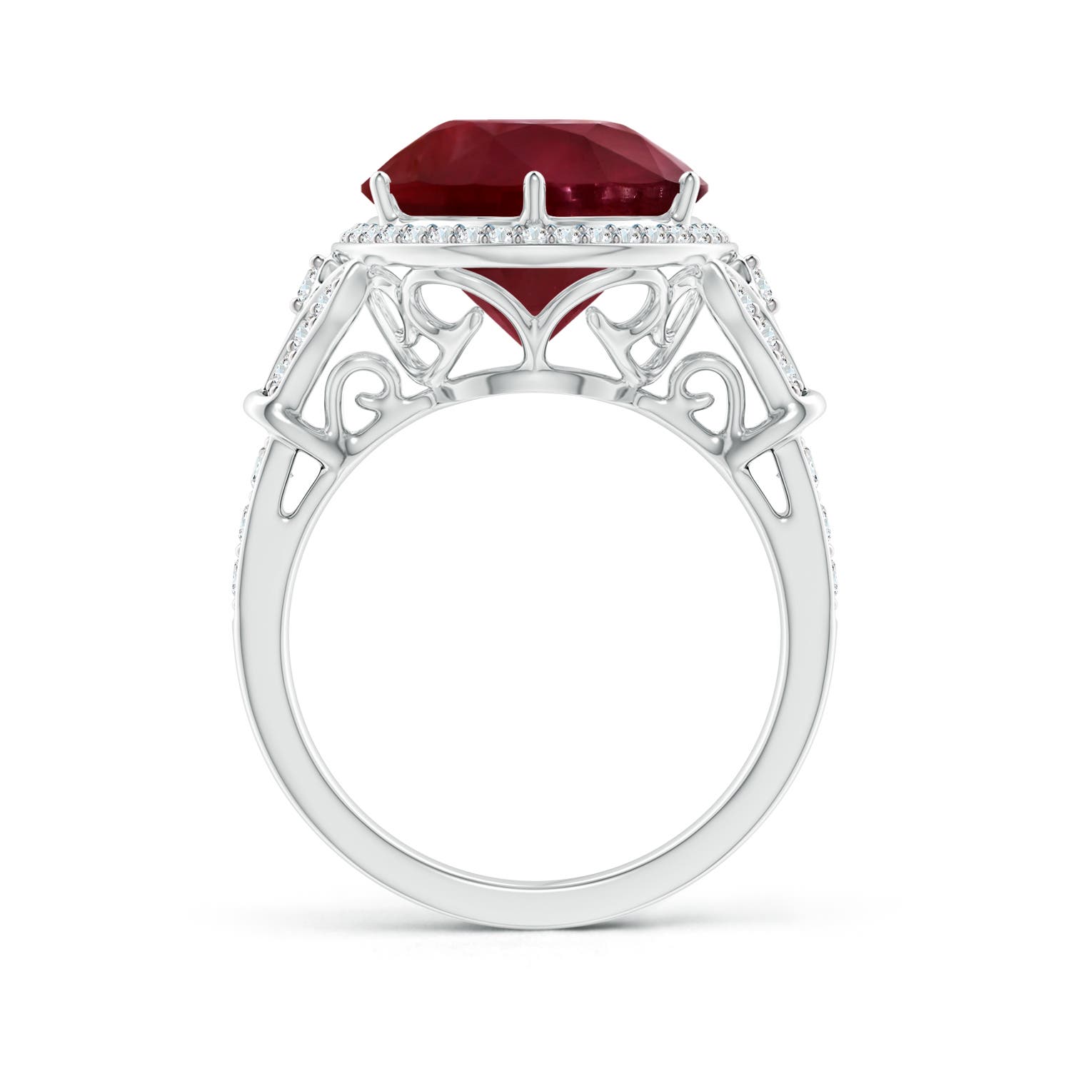 12.01x11.98x5.66mm AA GIA Certified Vintage Style Round Ruby Cocktail Ring in 18K White Gold - side 2
