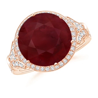 12.01x11.98x5.66mm AA GIA Certified Vintage Style Round Ruby Cocktail Ring in 9K Rose Gold